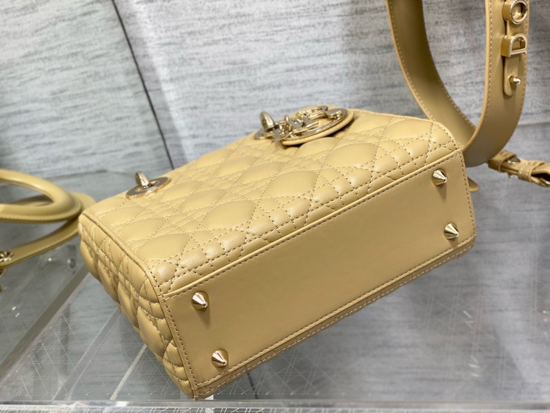 Dior Small Lady Dior My ABCDior Bag in Pastel Yellow Lambskin 460