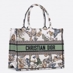 Dior Medium Book Tote Bag in White Toile de Jouy Mexico Embroidery 958