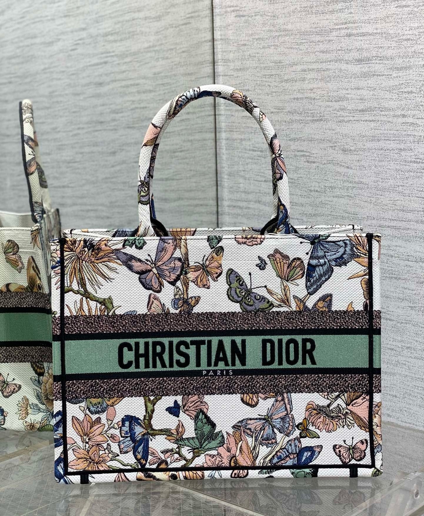 Dior Medium Book Tote Bag in White Toile de Jouy Mexico Embroidery 958