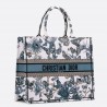 Dior Large Book Tote Bag in White and Blue Toile de Jouy Mexico Embroidery  981