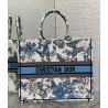 Dior Large Book Tote Bag in White and Blue Toile de Jouy Mexico Embroidery  981