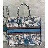 Dior Large Book Tote Bag in White and Blue Toile de Jouy Mexico Embroidery  981