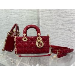 Dior Lady D-Joy Small Bag in Red Patent Calfskin 068