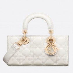 Dior Lady D-Joy Small Bag in White Patent Calfskin 099