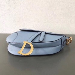 Dior Saddle Bag In Sky Blue Grained Calfskin 627