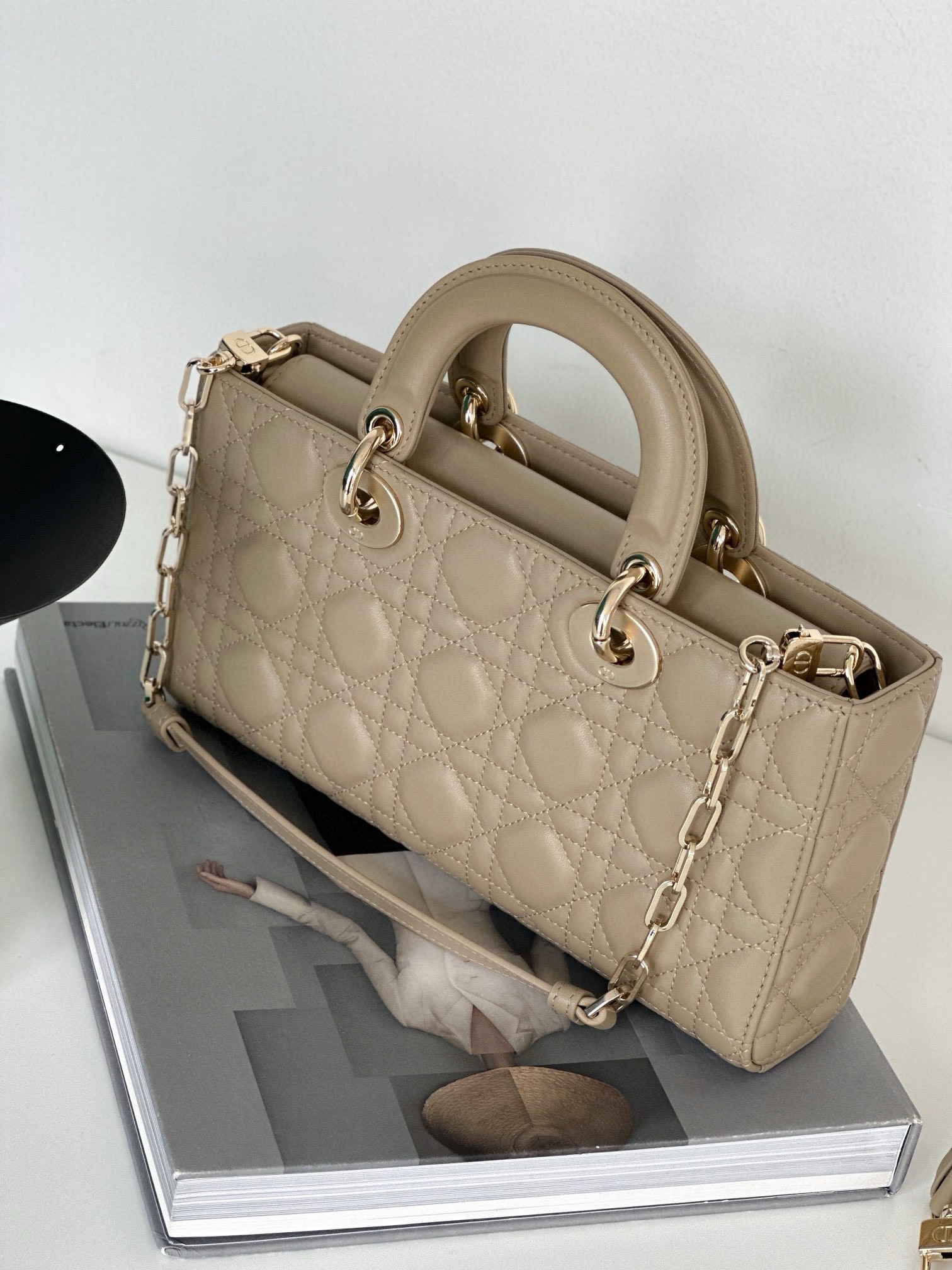 Dior Lady D-Joy Medium Bag In Sand Cannage Lambskin 192