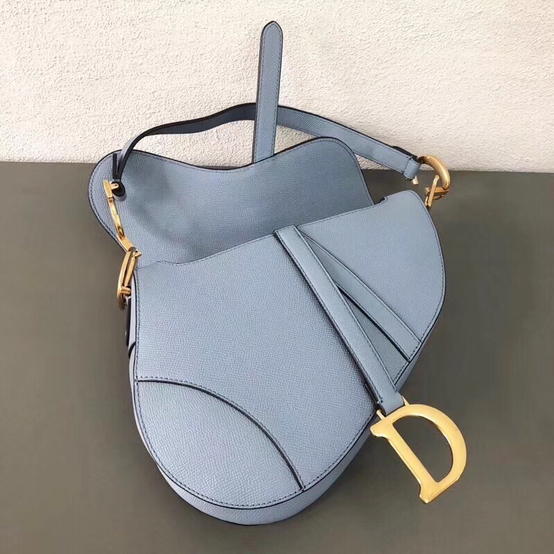 Dior Saddle Bag In Sky Blue Grained Calfskin 627