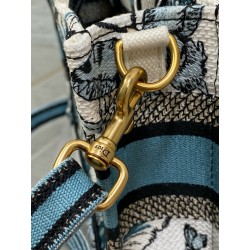 Dior Mini Book Tote with Strap in Blue Toile de Jouy Mexico Embroidery 206