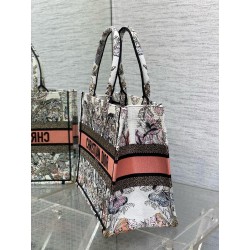 Dior Medium Book Tote Bag in Butterfly Around The World Embroidery 264