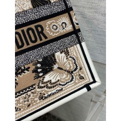 Dior Medium Book Tote Bag in Beige Butterfly Bandana Embroidery  300