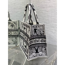 Dior Medium Book Tote Bag in Black and White Butterfly Bandana Embroidery  332