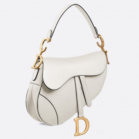 Dior Saddle Bag In White Grained Calfskin 661