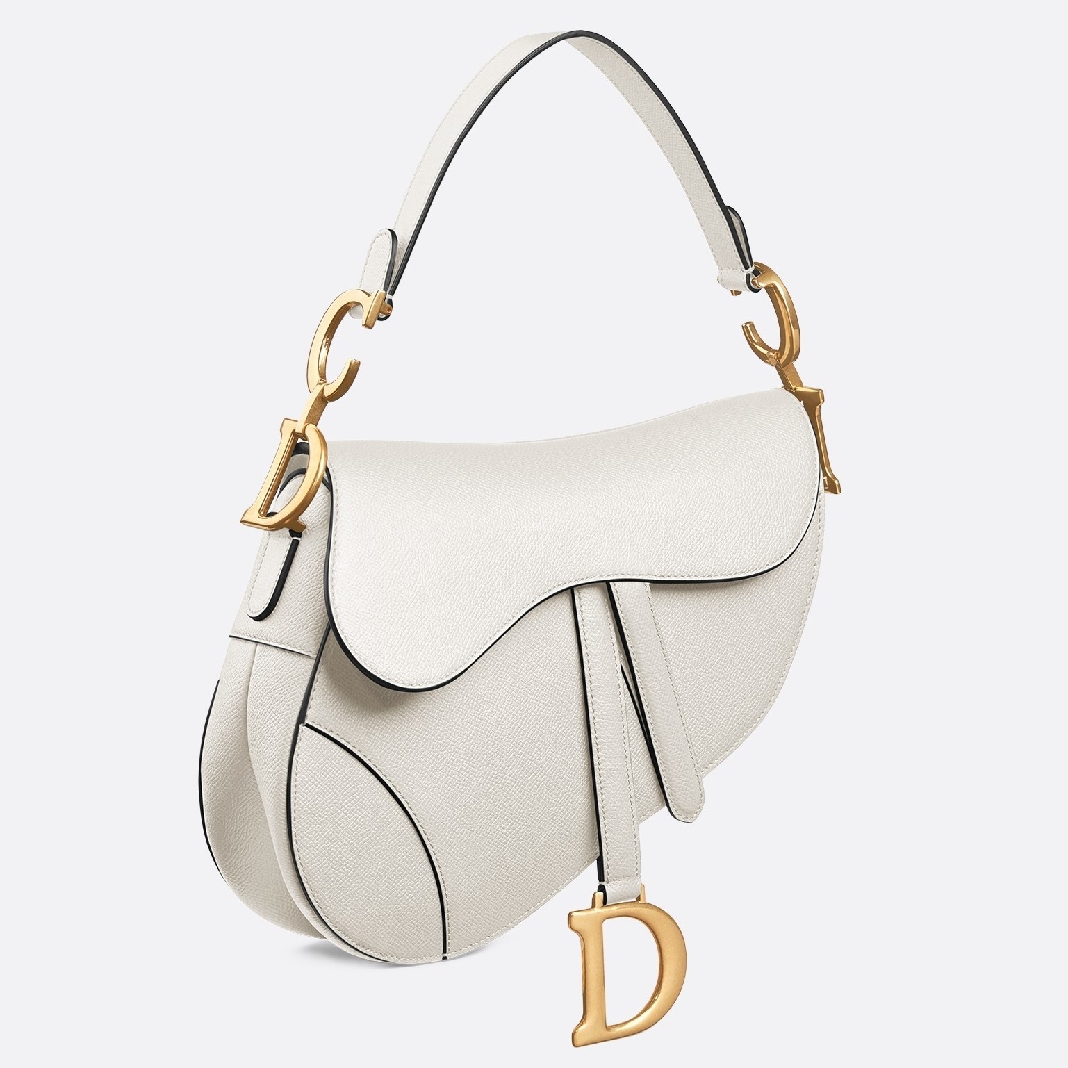 Dior Saddle Bag In White Grained Calfskin 661