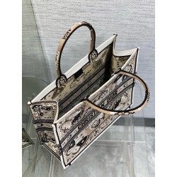 Dior Large Book Tote Bag in Beige Butterfly Bandana Embroidery 398