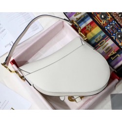 Dior Saddle Bag In White Grained Calfskin 661