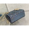 Dior Lady Dior Mini Chain Bag in Satin with Blue Bead Embroidery 428