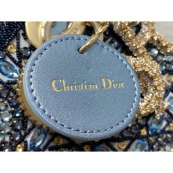 Dior Lady Dior Mini Chain Bag in Satin with Blue Bead Embroidery 428