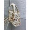 Dior Lady Dior Mini Bag in White Calfskin with Multicolor Small Flowers 478