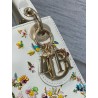 Dior Lady Dior Mini Bag in White Calfskin with Multicolor Small Flowers 478