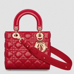Dior Small Lady Dior My ABCDior Bag in Red Lambskin 516
