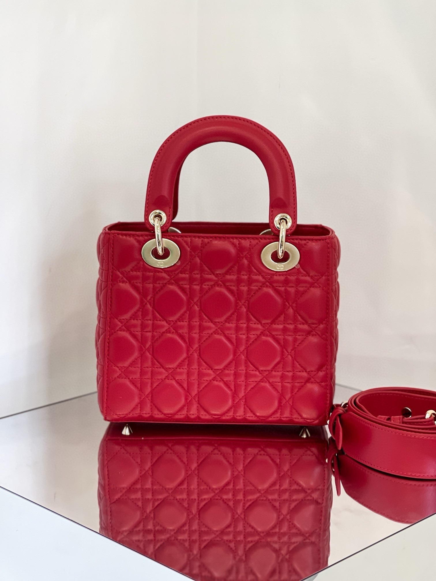 Dior Small Lady Dior My ABCDior Bag in Red Lambskin 516