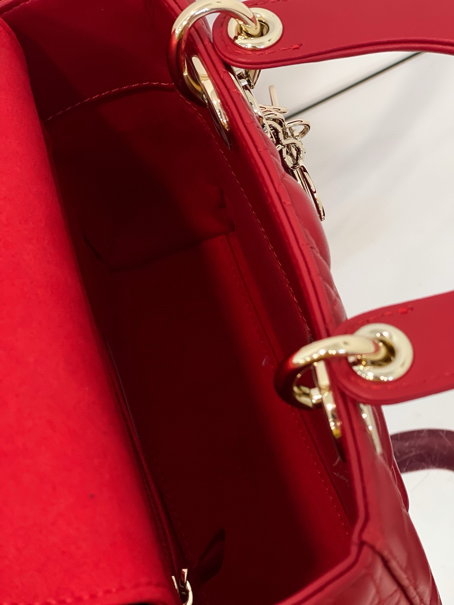 Dior Small Lady Dior My ABCDior Bag in Red Lambskin 516