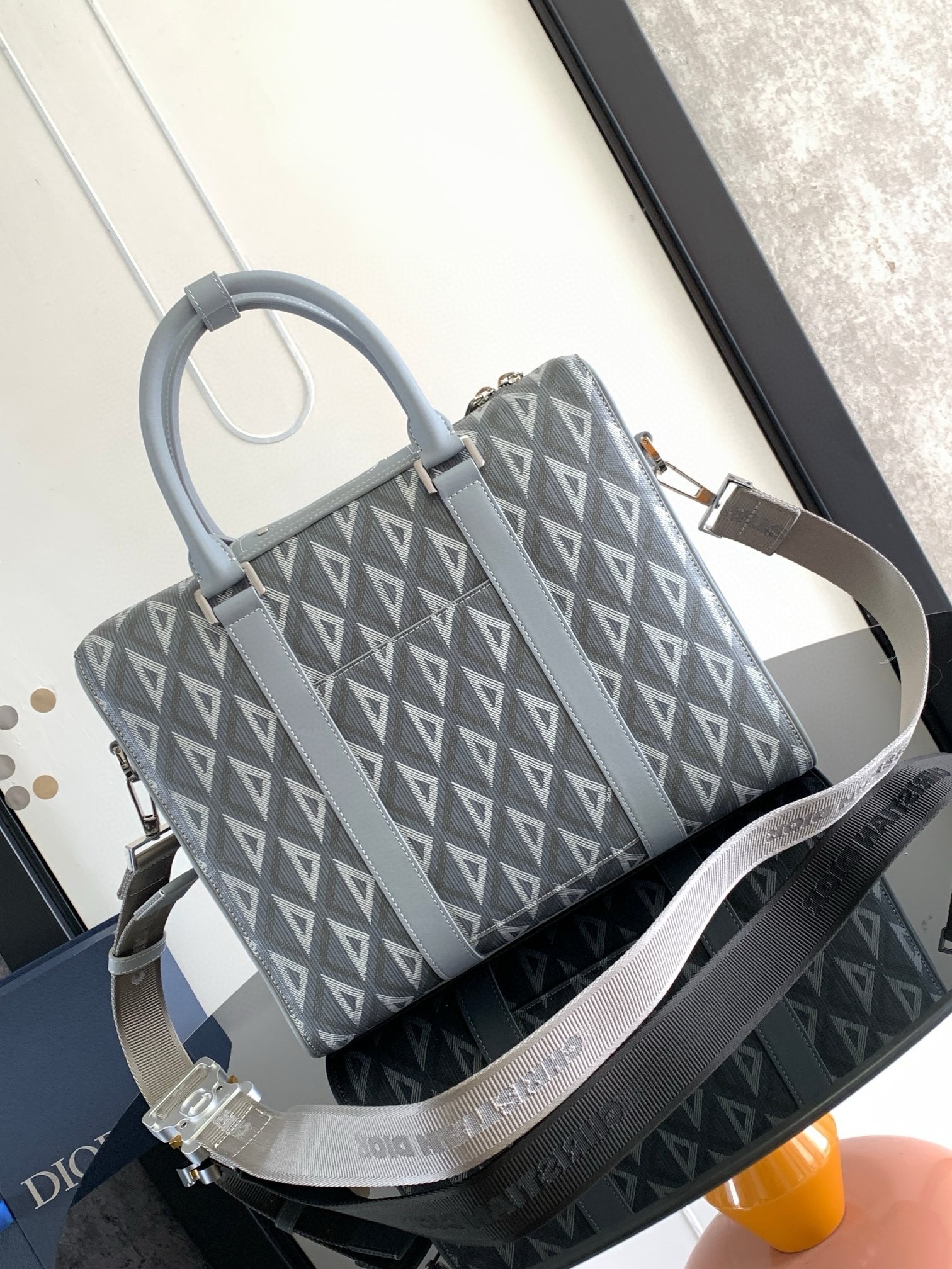 Dior Lingot Briefcase in Grey CD Diamond Canvas 576