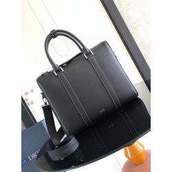 Dior Lingot Briefcase in Black Grained Calfskin 641