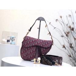 Dior Saddle Bag In Bordeaux Oblique Jacquard Canvas 267