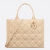 Dior Medium Book Tote Bag with Strap in Beige Macrocannage Calfskin 066