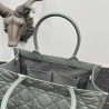 Dior Medium Book Tote Bag with Strap in Grey Macrocannage Calfskin 099