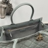 Dior Medium Book Tote Bag with Strap in Grey Macrocannage Calfskin 099