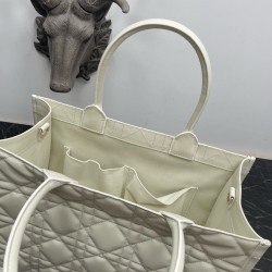 Dior Medium Book Tote Bag with Strap in White Macrocannage Calfskin 169