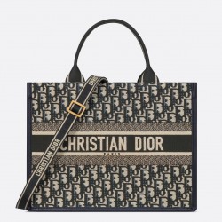 Dior Medium Book Tote Bag with Strap in Blue Dior Oblique Canvas 204