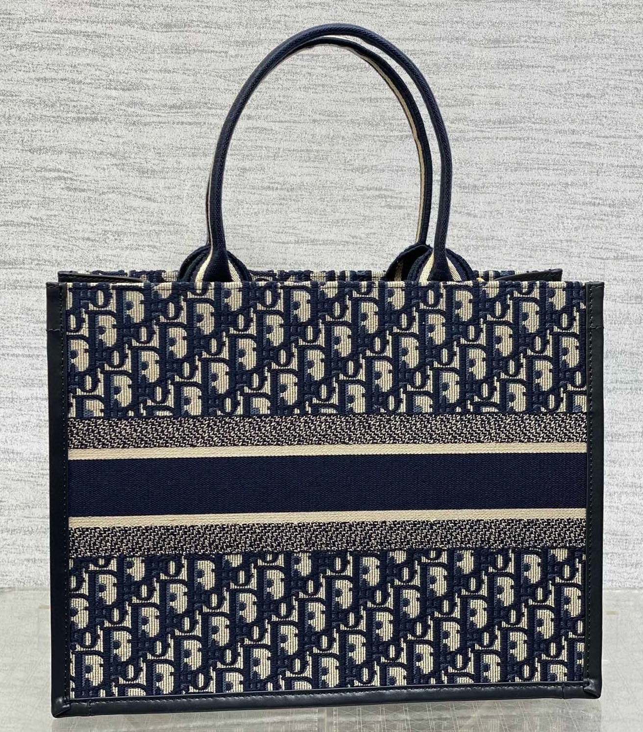 Dior Medium Book Tote Bag with Strap in Blue Dior Oblique Canvas 204