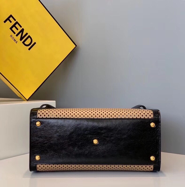 Fendi Peekaboo X Lite Medium Bag In Beige Perforated Leather 462