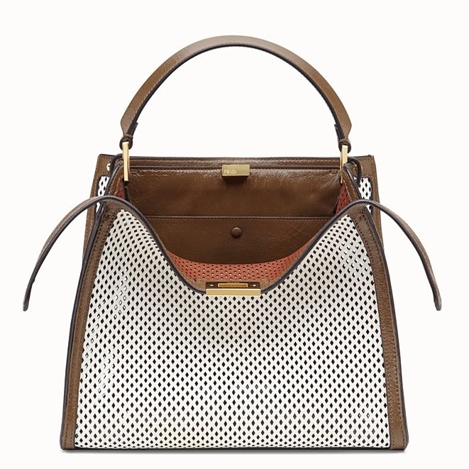 Fendi Peekaboo X Lite Medium Bag In White Perforated Leather 252