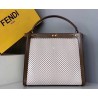 Fendi Peekaboo X Lite Medium Bag In White Perforated Leather 252
