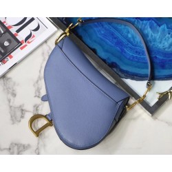 Dior Saddle Bag In Denim Blue Grained Calfskin 923