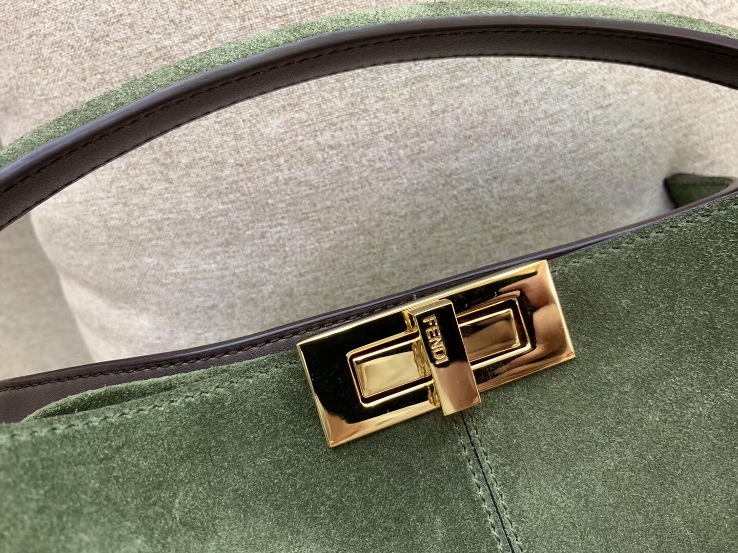 Fendi Green Peekaboo X Lite Large Suede Bag 415