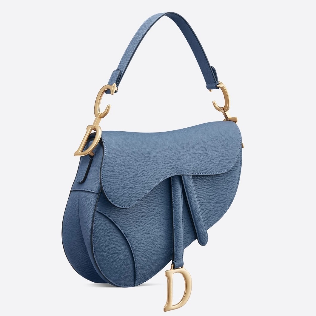 Dior Saddle Bag In Denim Blue Grained Calfskin 923