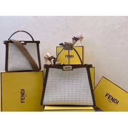 Fendi Peekaboo X Lite Large Bag In White Perforated Leather 466