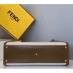 Fendi Peekaboo X Lite Large Bag In White Perforated Leather 466