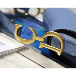 Dior Saddle Bag In Denim Blue Grained Calfskin 923