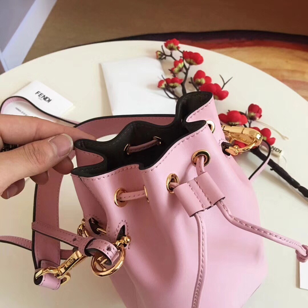 Fendi Mon Tresor Mini Bucket Bag In Pink Calfskin 541