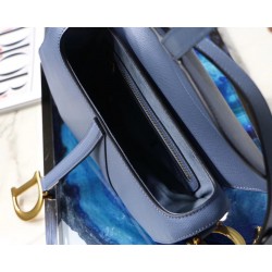 Dior Saddle Bag In Denim Blue Grained Calfskin 923