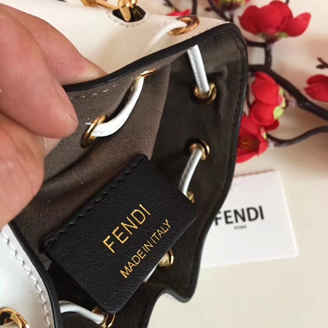 Fendi Mon Tresor Mini Bucket Bag In White Calfskin 481