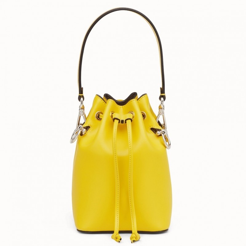 Fendi Mon Tresor Mini Bucket Bag In Yellow Calfskin 518