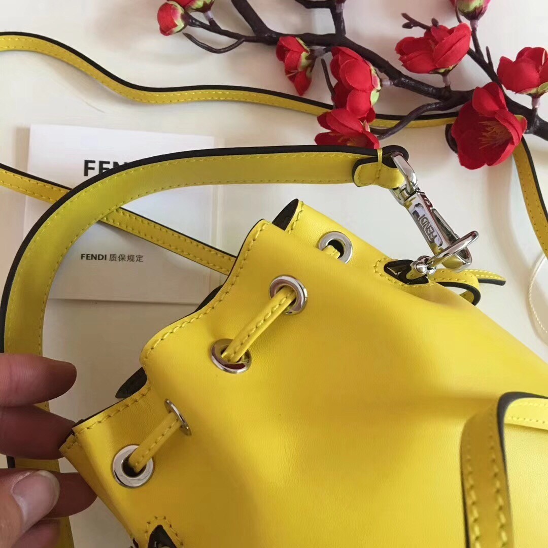 Fendi Mon Tresor Mini Bucket Bag In Yellow Calfskin 518