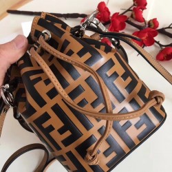 Fendi FF Mon Tresor Mini Bucket Bag In Brown Calfskin 743